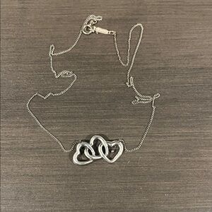 Genuine Tiffany Sterling Silver Three Heart Necklace